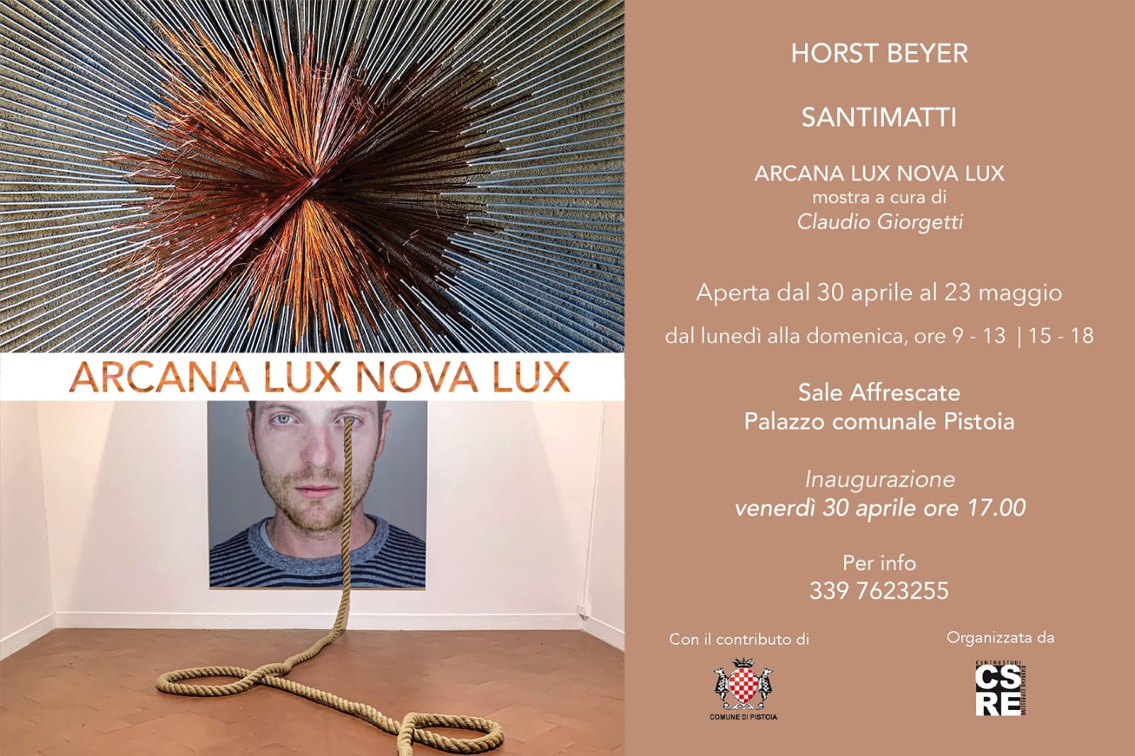 Apertura della mostra “ARCANA LUX NOVA LUX” – Pistoia 30/04/2021 Palazzo comunale